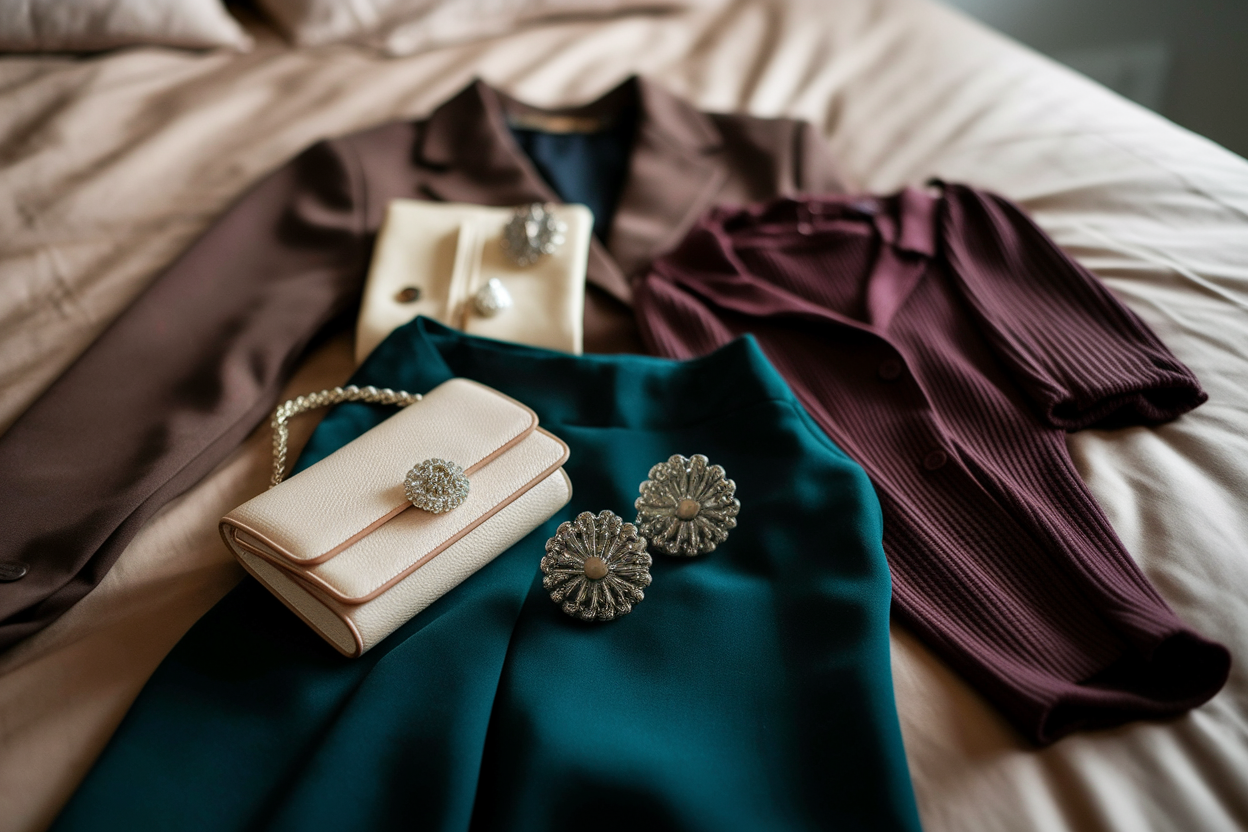 tenue-lit-marron-creme-vert-bordeaux