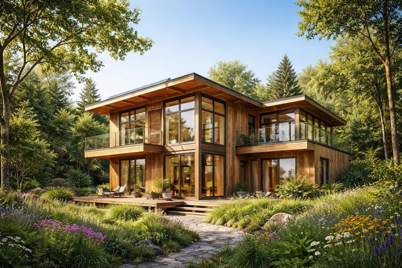 maison-bois-moderne-ecologique-arbres