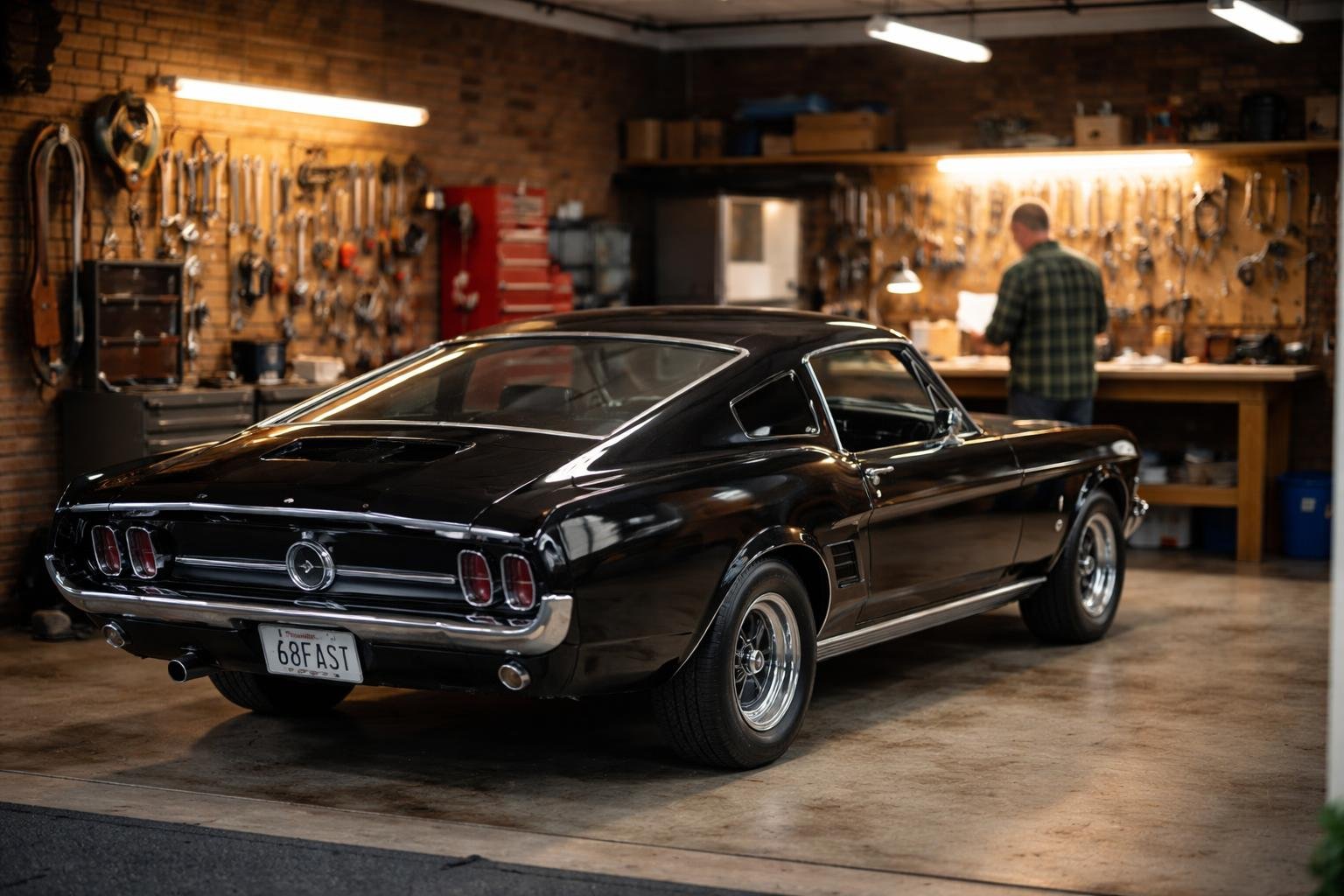 garage-voiture-classique-mur-briques