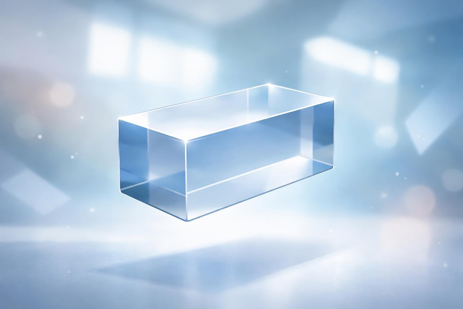 parallelepipede-flottant-reflets-arriere-plan-flou