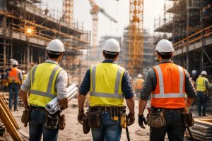 ouvriers-casques-gilets-echafaudages-chantier