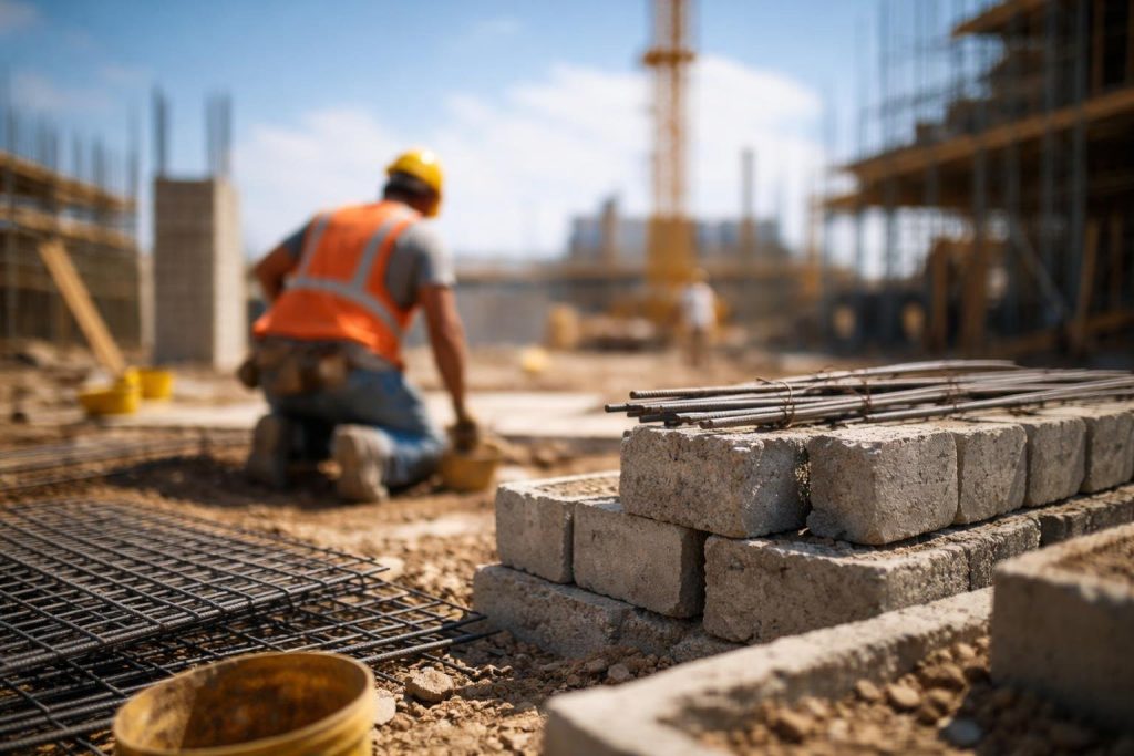 chantier-ouvrier-materiaux-ciel-bleu