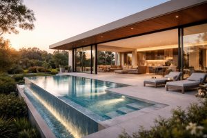maison-moderne-piscine-terrasse-coucher-soleil
