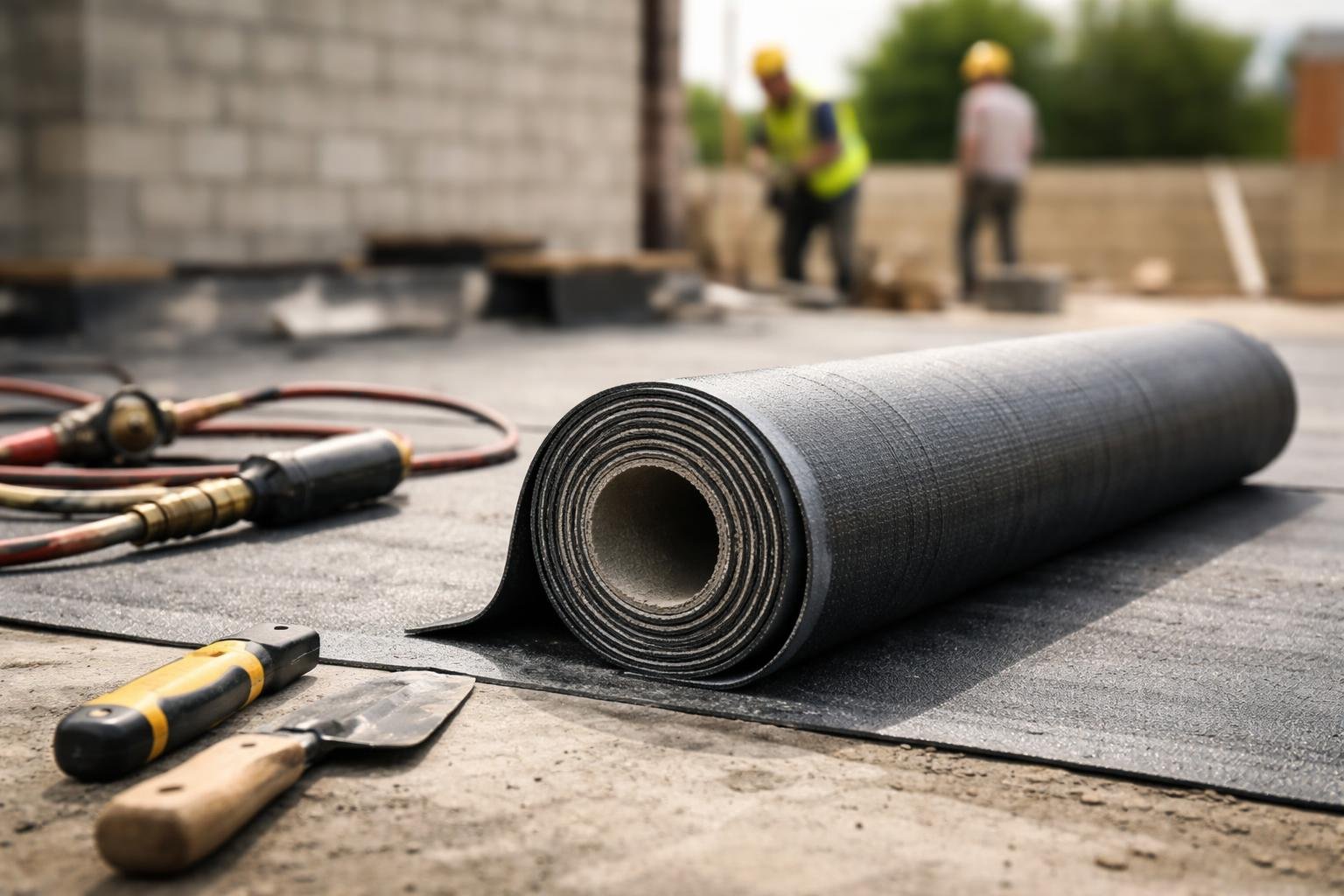 rouleau-membrane-etancheite-chantier-ouvriers